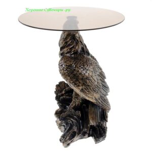 Подставка - стол декоративный " Орел" со стеклом / бронза